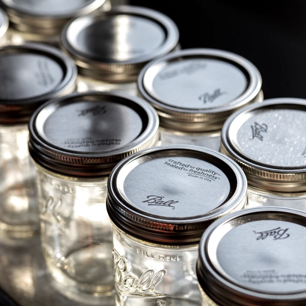Ball Half Pint (8 oz.) Regular Mouth Mason Jars w/ Cap - Set of 8